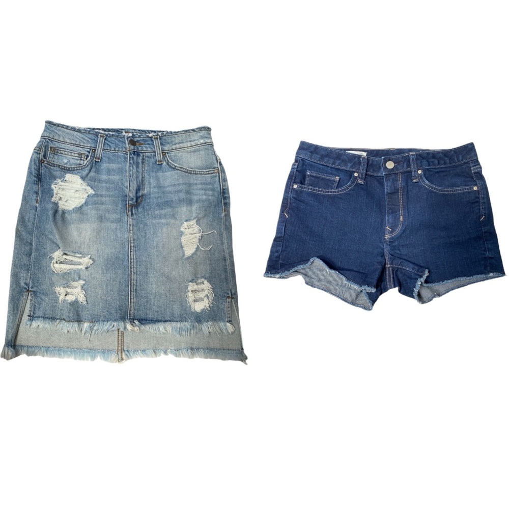 Lot of 2 Joes Jeans Mini Skirt Distressed Gap Slim Denim Cutoffs Shorts size 26R